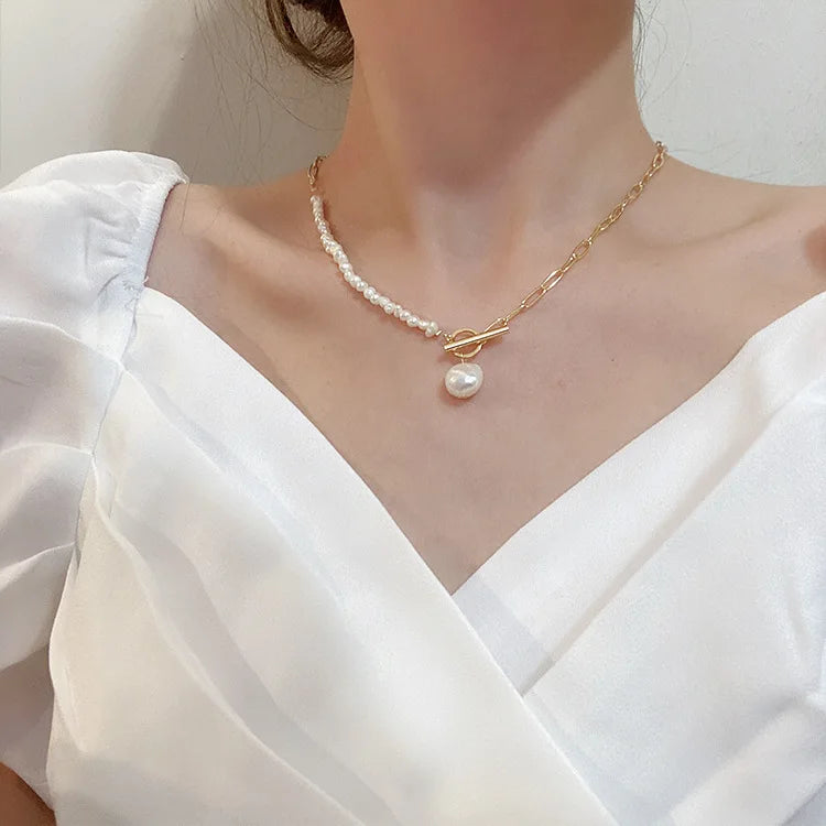 100% Natural Baroque Freshwater Pearl 14K Gold