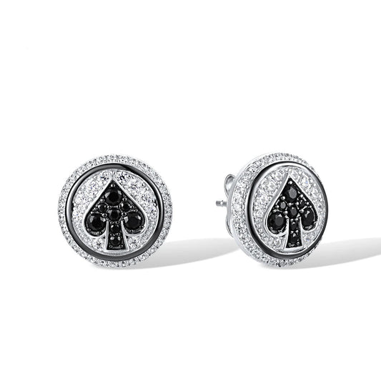 925 Sterling Silver Stud Earrings  Zirconia Black Heart Jewelry