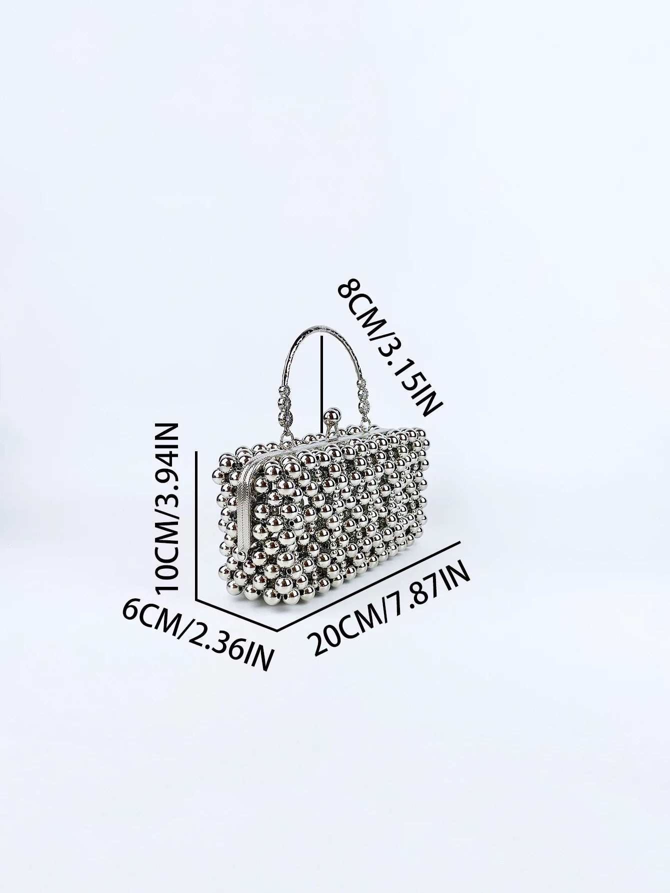 Fairy style silver small bag, women's new square bag, fashionable and high-end handbag, banquet bag