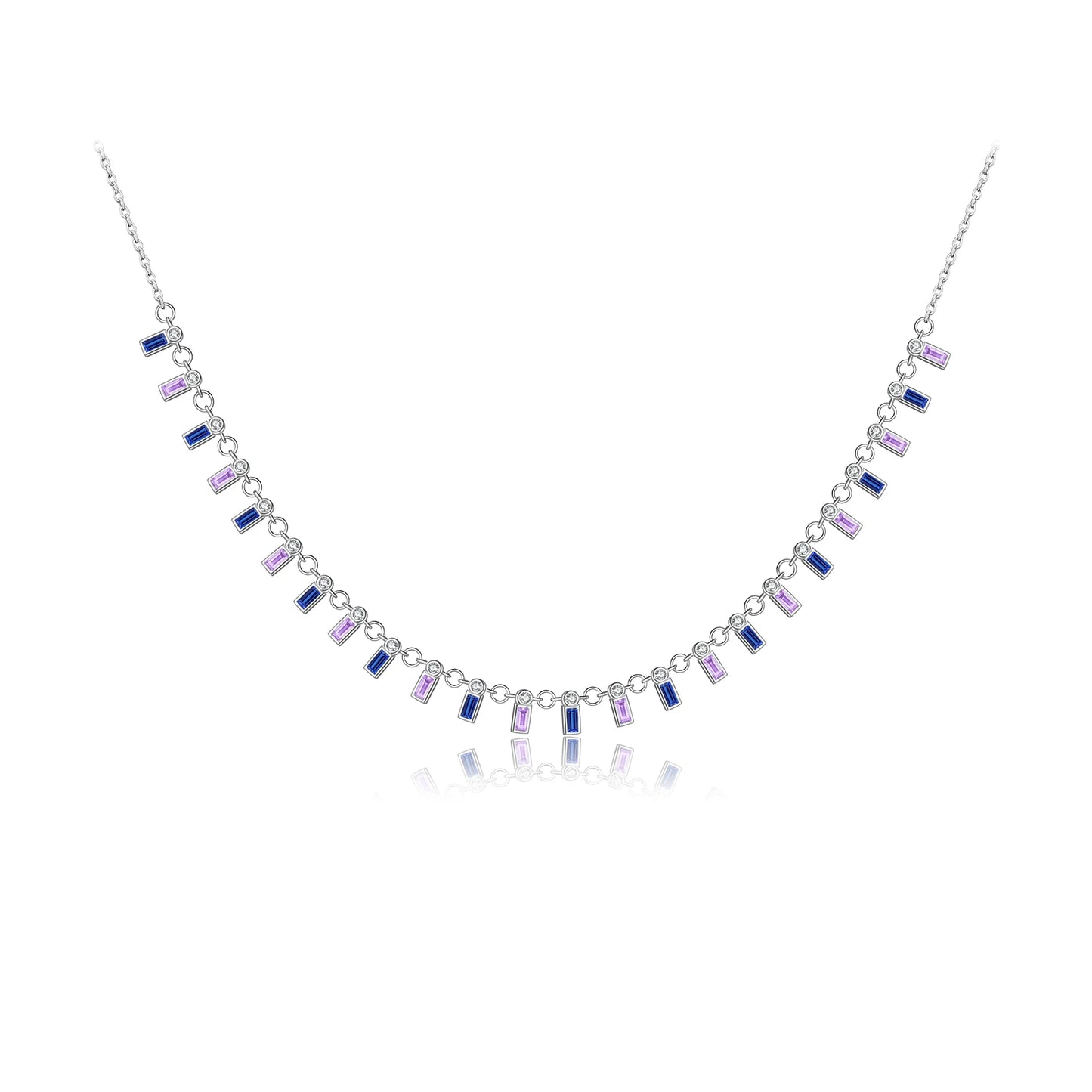 925 Sterling Silver Zircon Purple Blue Crystal