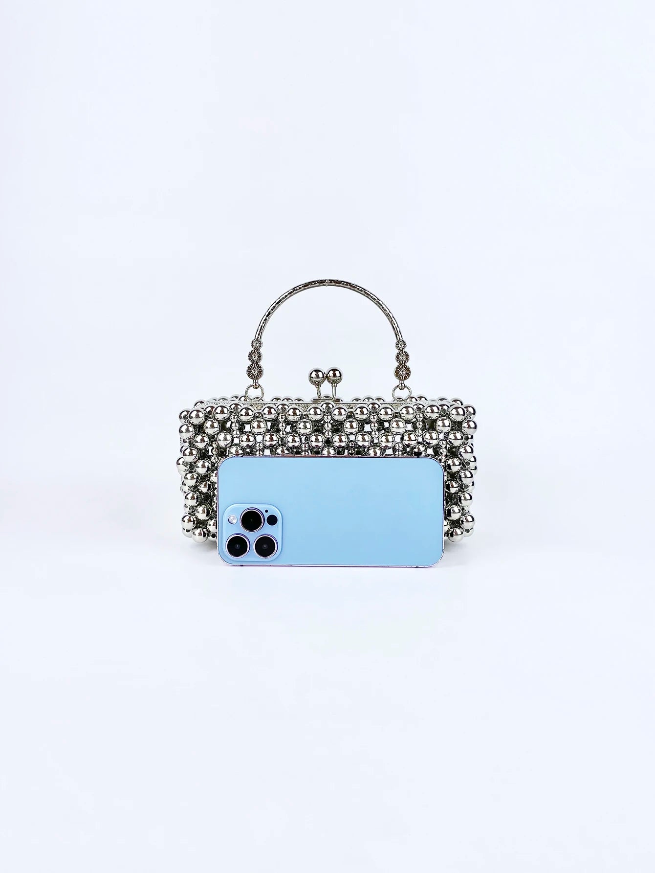 Fairy style silver small bag, women's new square bag, fashionable and high-end handbag, banquet bag