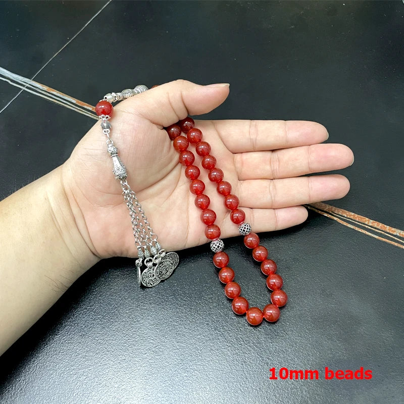 Tasbih Natural Brazil Red Agate Islamic misbaha Muslim bracelet prayer beads eid ramadan gift arabic fashion accessories Rosary