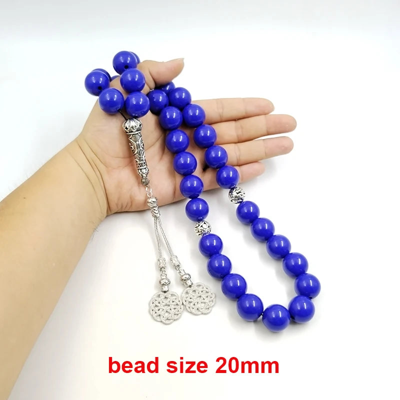 Big Size Tasbih Blue resin bracelet Muslim  prayer beads misbaha Eid gift ramadan arabic fashion