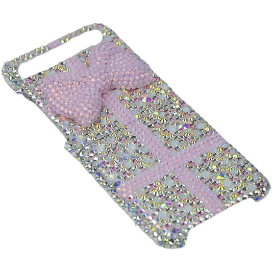 For Samsung Galaxy Z Flip 6 5 4 3 2 5G F7110 F7070 Luxury Rhinestones Crystal Shinny Cute Pearl Bow Phone Case Cover