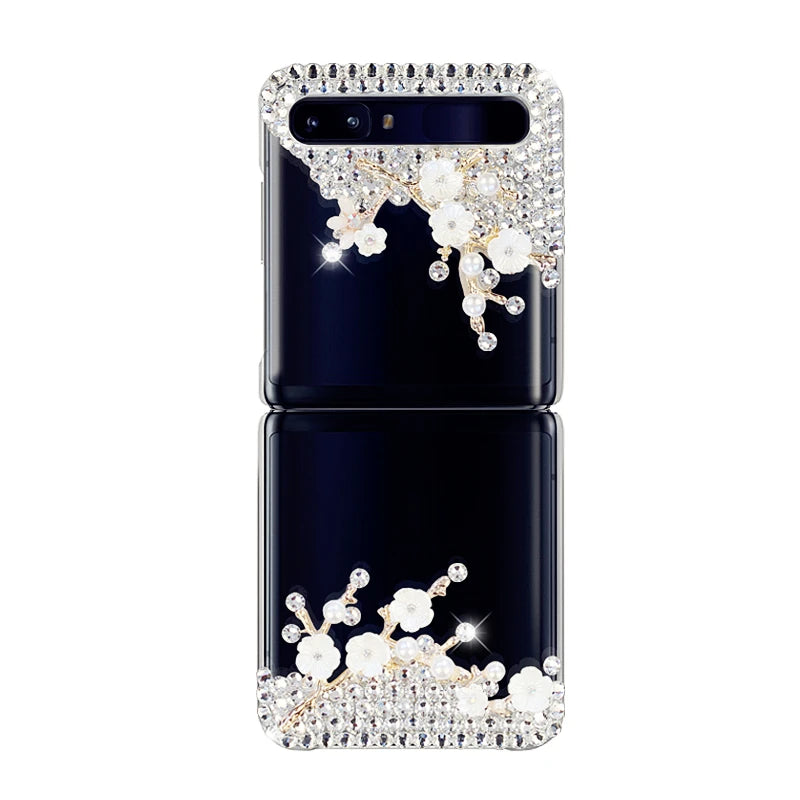 Cute Diamond Crystal Jewelled Flower Phone Cover Case For Samsung Galaxy Z Flip 1 2 3 4 5G F7110