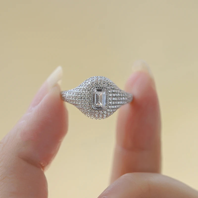 S925 Silver Zircon Princess Ring  Design