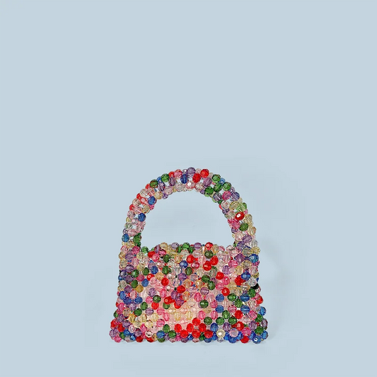 Autumn and winter new bead bag dopamine style hand-held finished product bag hand woven multi-color candy bag