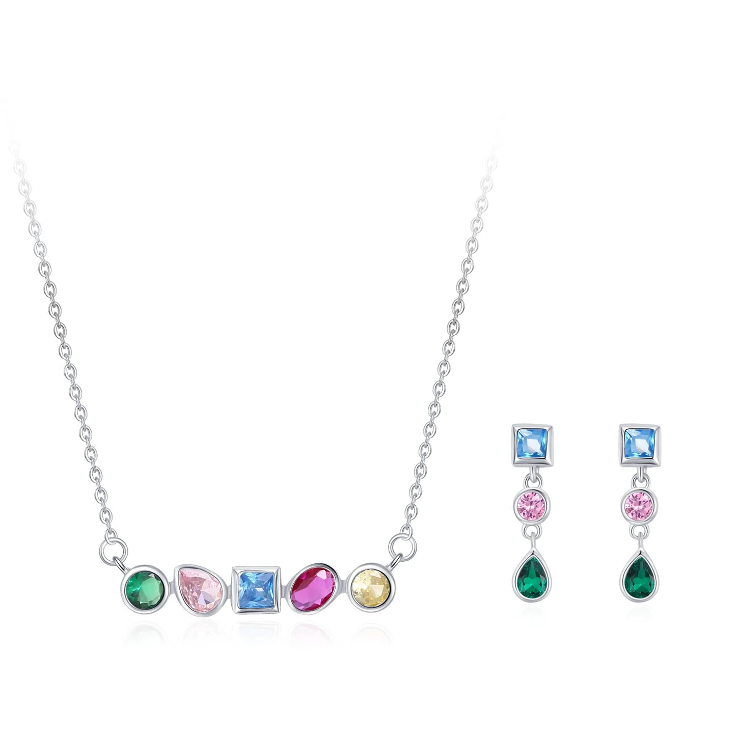 Luxury Rainbow  925 Sterling Silver Fashion Jewelry Set