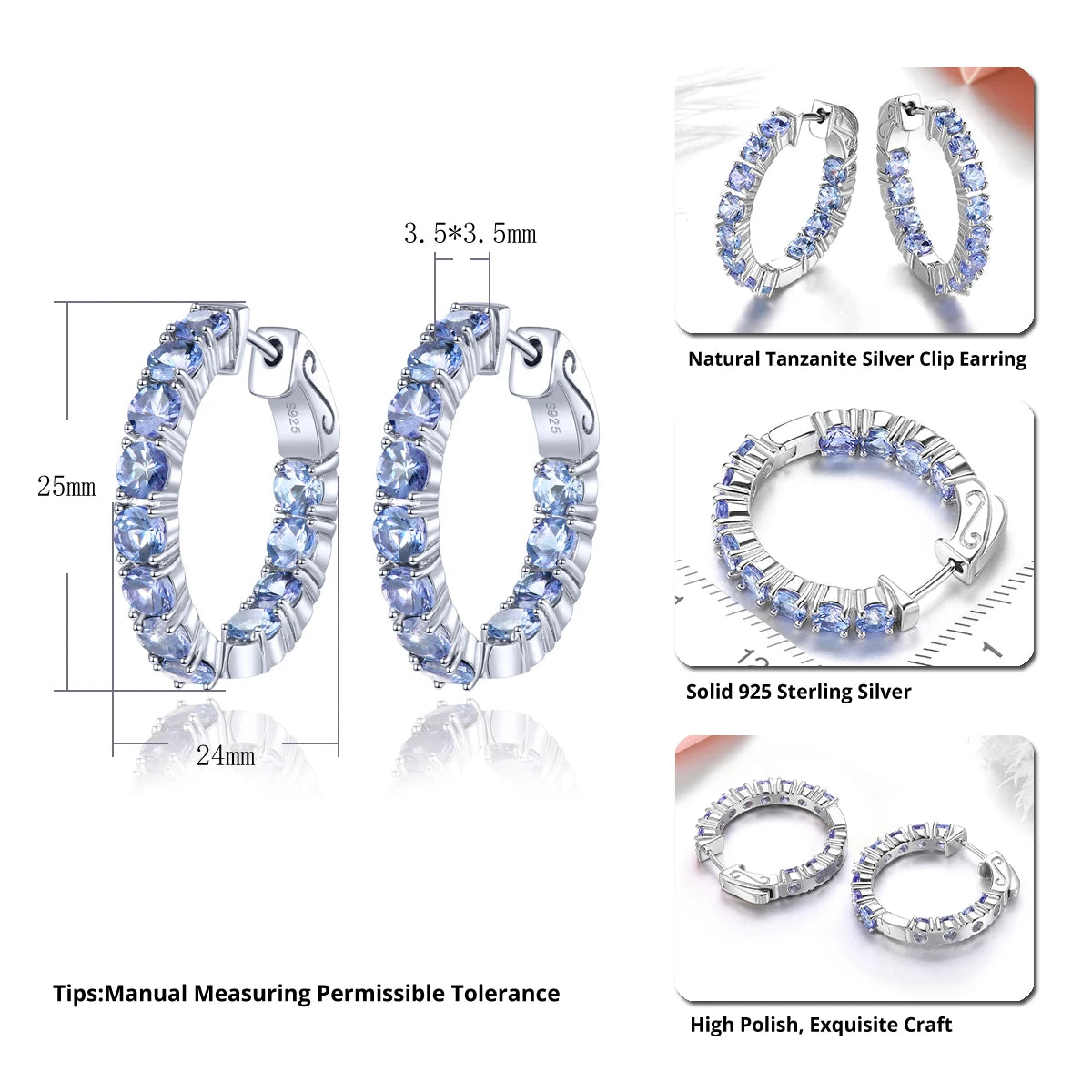 Natural Genuine Tanzanite Sterling Silver