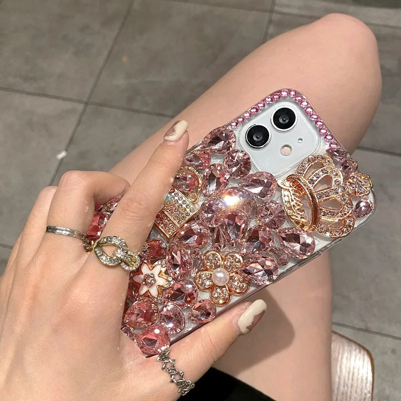 Diamond Bling Phone Case for Women, Jewelry Cover, Luxury Designer, for Huawei P50Pro, P40, Mate30, Honor 9X, 50, 60Pro