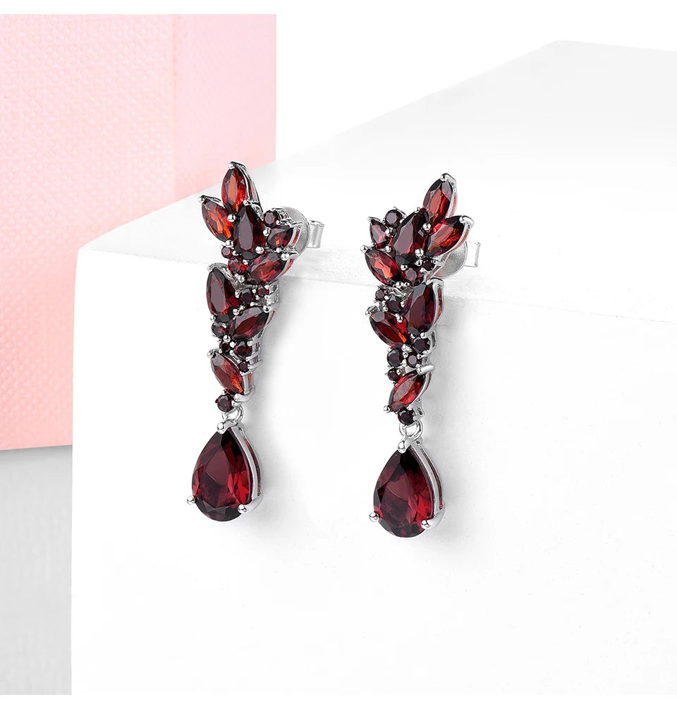 Natural Red Garnet Sterling Silver