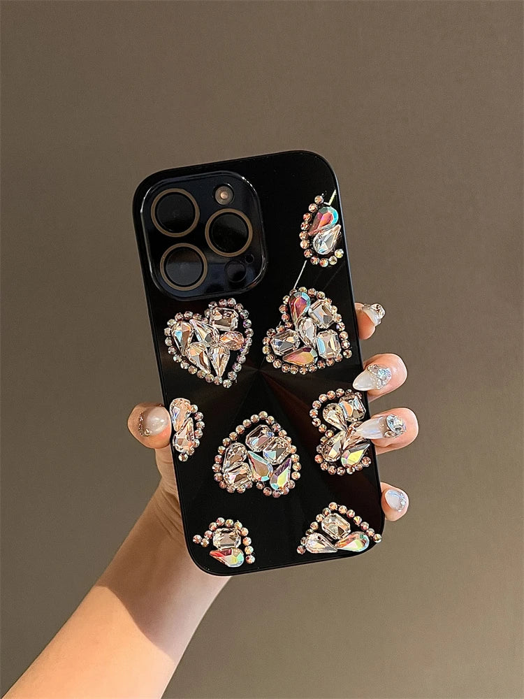 Luxurious diamond Phone Case For iPhone 16 15 14 13 12 11 Pro Max Electroplated Gold Ripple Glitter silicone Cover for iPhone 16