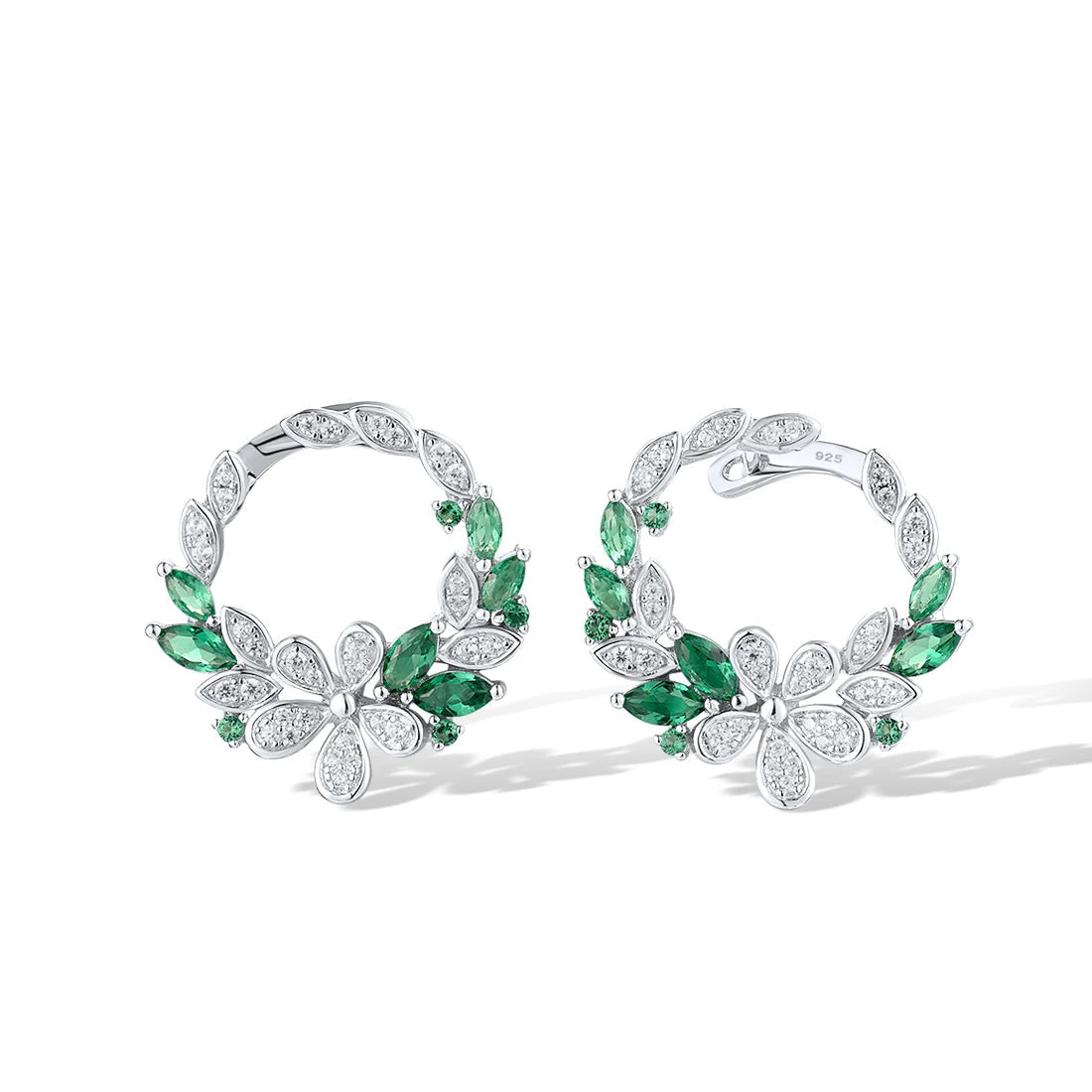 925 Sterling Silver  Green Spinel Flower Leaves  Jewelry