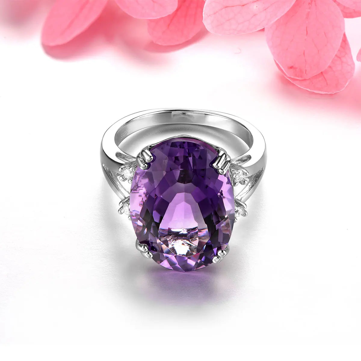 Natural Amethyst South Africa Solid Silver Rings 11.5 Carats Genuine Deep Purple Luxury