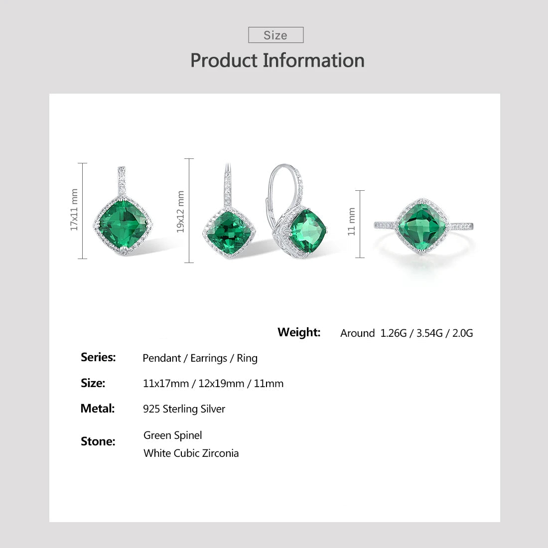 925 Sterling Silver Green Jewelry