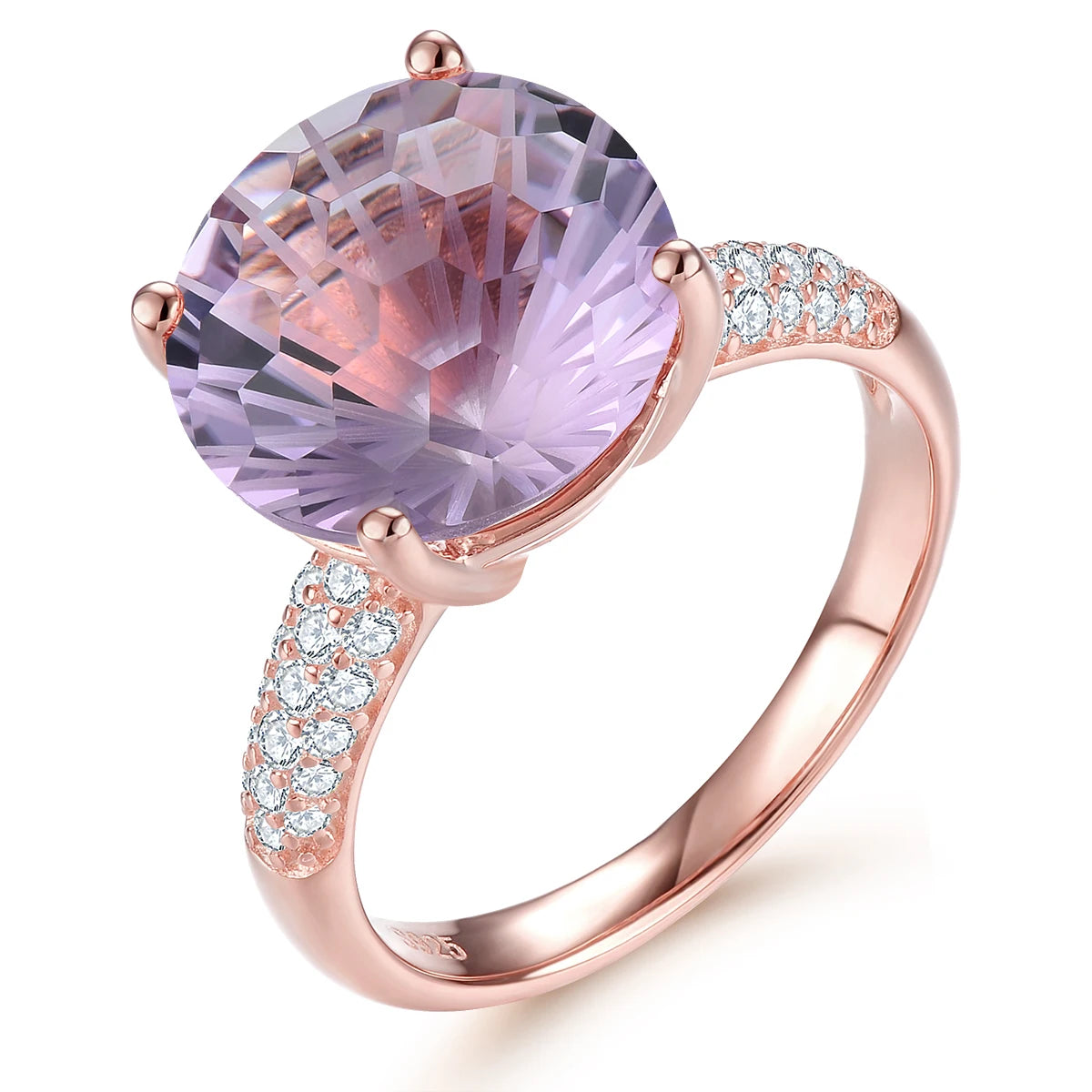 Natural Pink Amethyst Sterling Silver Rose Gold Plated Ring 6.5 Carats