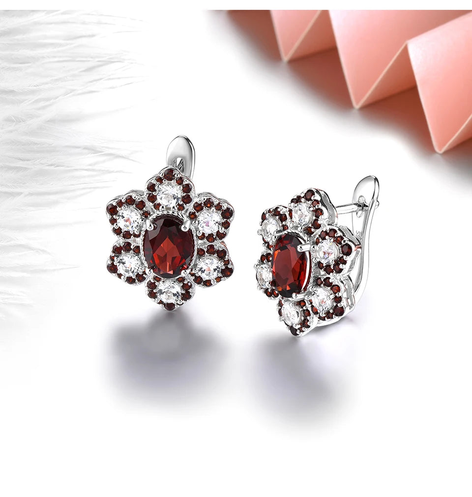 Natural Garnet White Topaz Sterling Silver