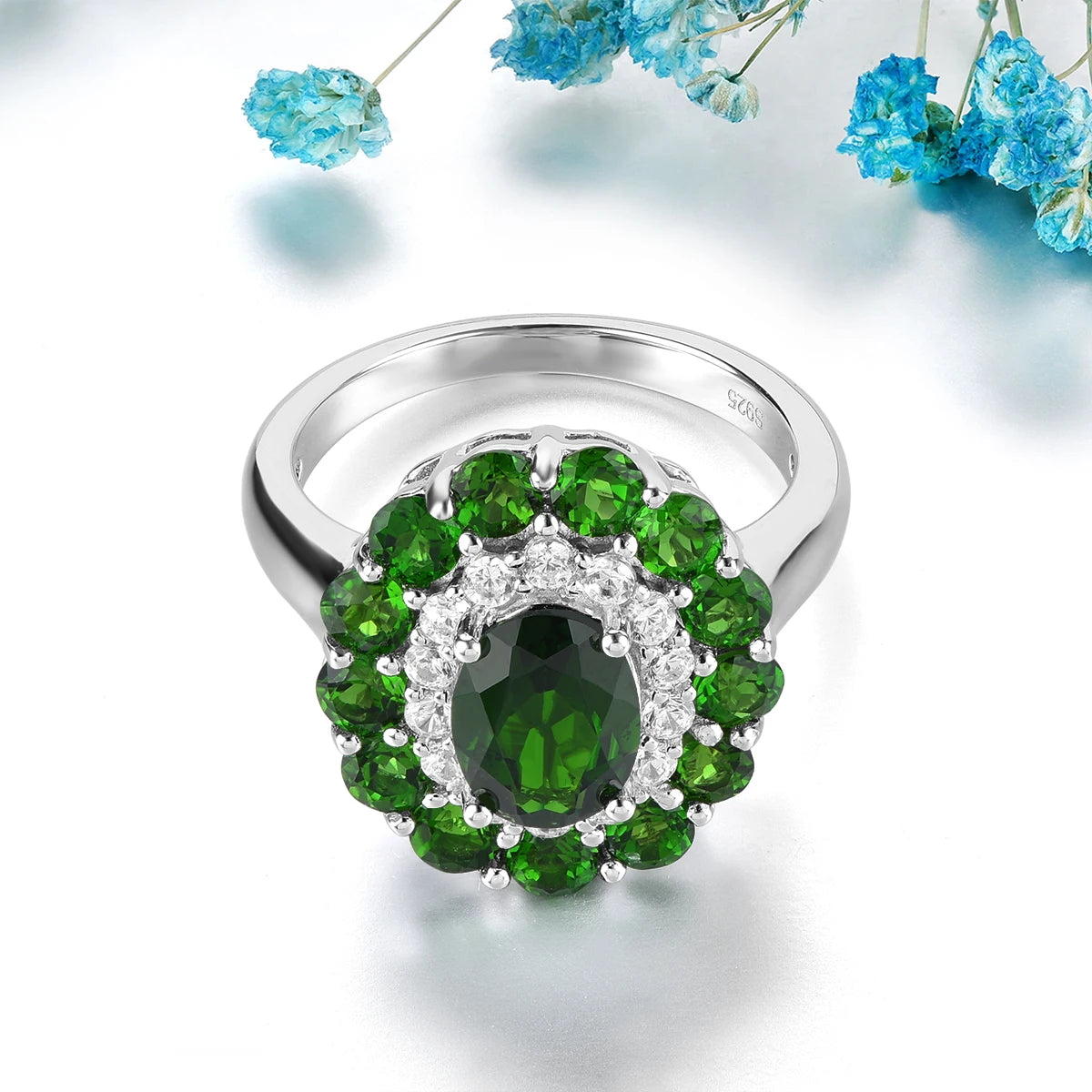 Natural Chrome Diopside Solid Silver