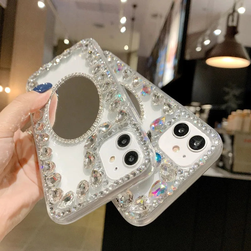 Jewelry Anti-Scratch Mobile Phone Case with Water Diamond, for Huawei P50Pro, P40, Mate 40, Honor 9X, 50, 60Pro