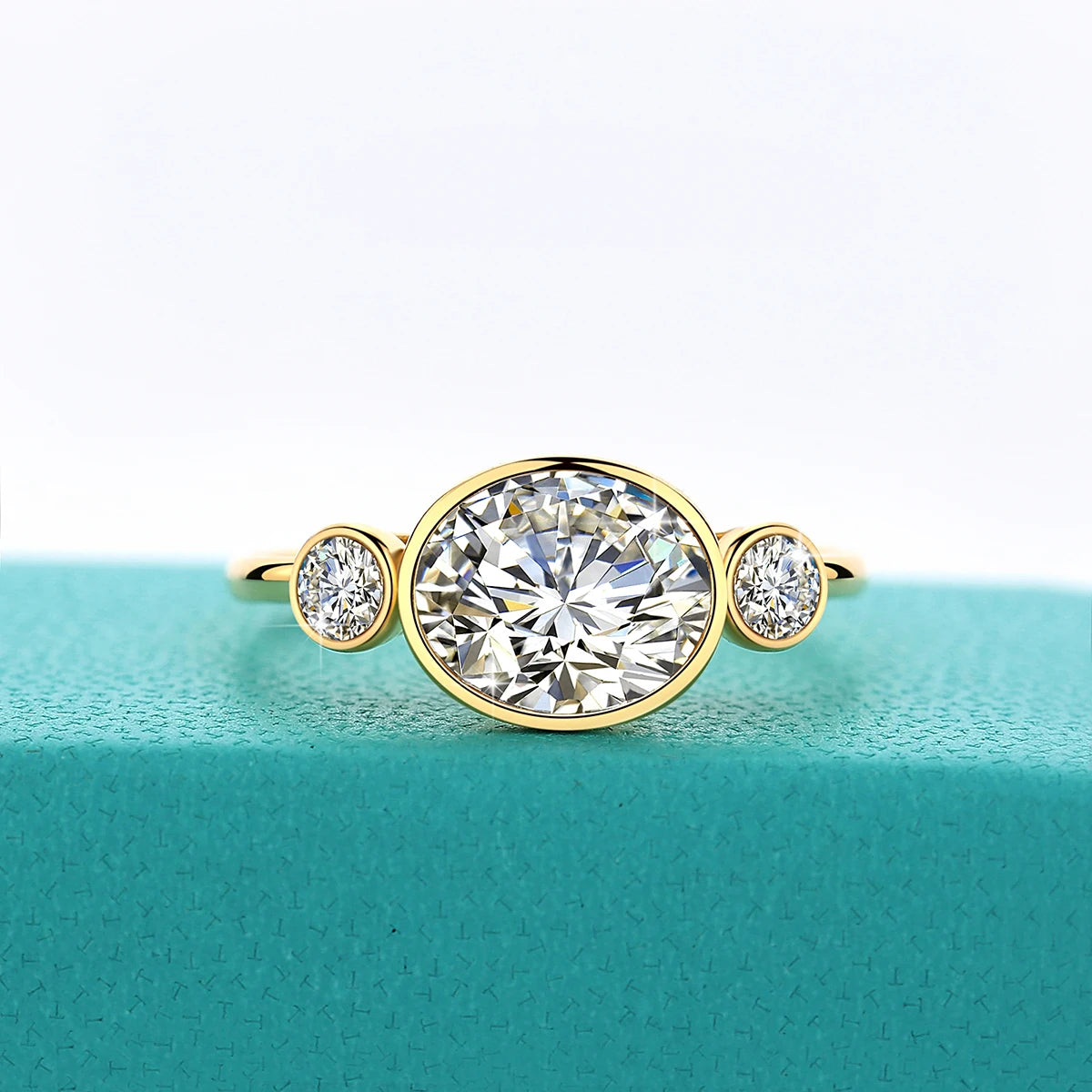 100% Real 14k Gold Moissanite Ring Oval  Stone  Luxury Jewelry