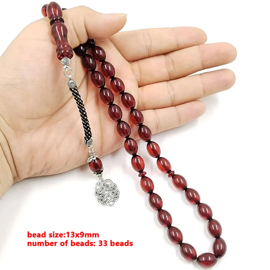 Red Resin Tasbih Muslim bracelet 33 bead rosary Red Bracelets Beads Tarbons islamic tespih