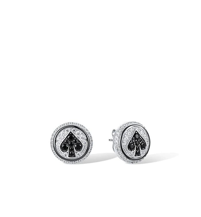 925 Sterling Silver Stud Earrings  Zirconia Black Heart Jewelry