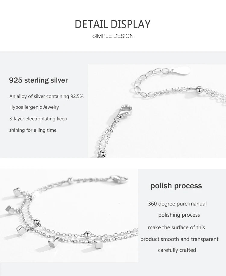 Real 925 Sterling Silver Bracelets Luxury  Jewelry