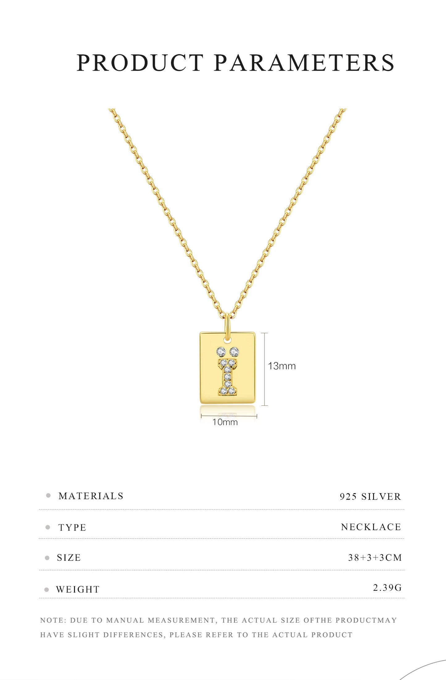 925 Sterling Silver Gold Square