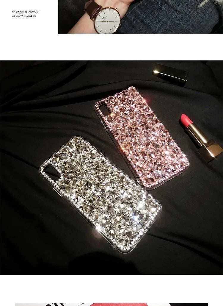 Luxury Glitter Diamond Rhinestone Phone Case For iPhone 15 14 13 12 11 Pro Max X Xs XR 7 8 Plus SE2022 Silicone Bling Cover