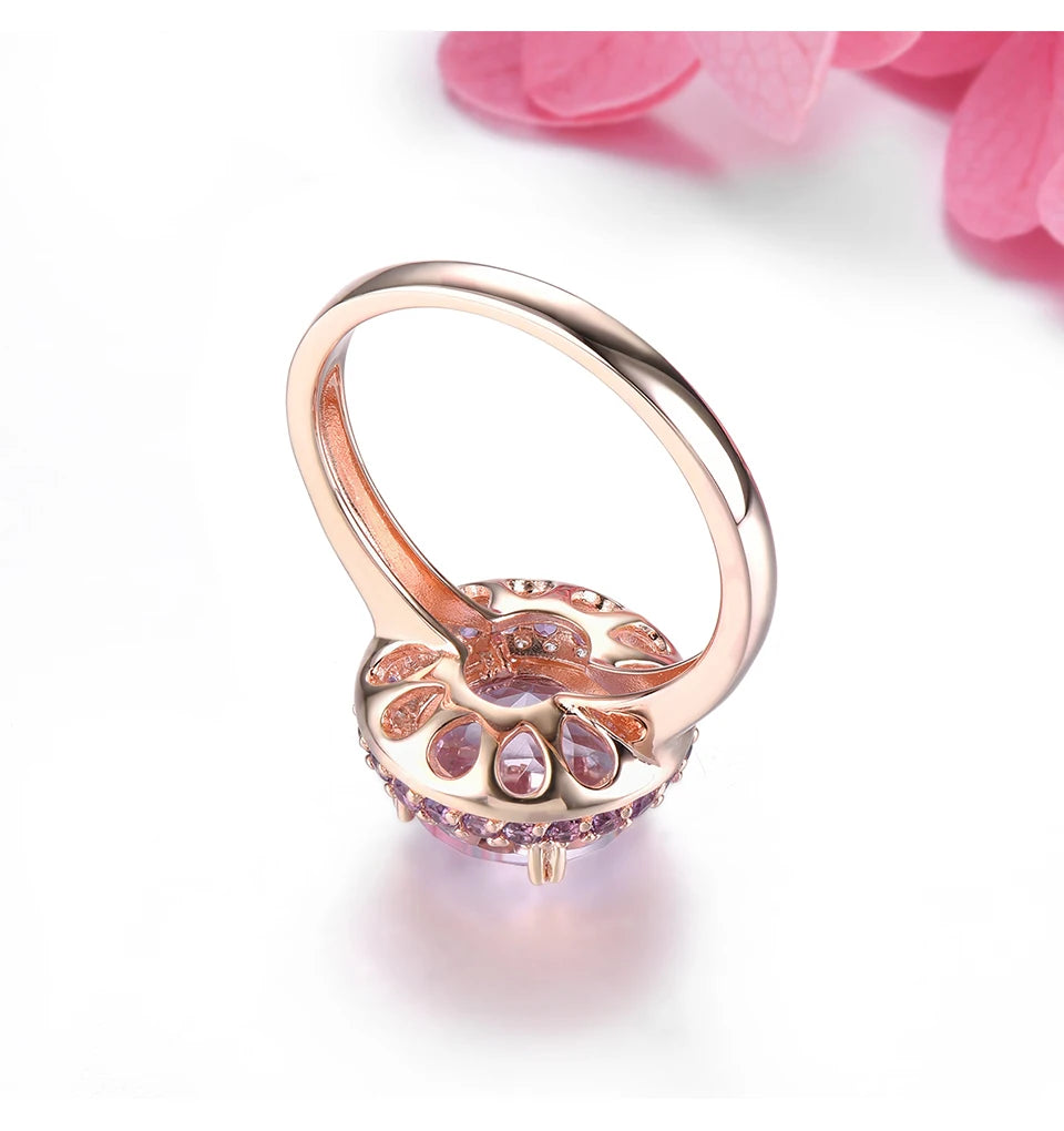 Natural Pink Amethyst Sterling Silver Rose Gold Plated