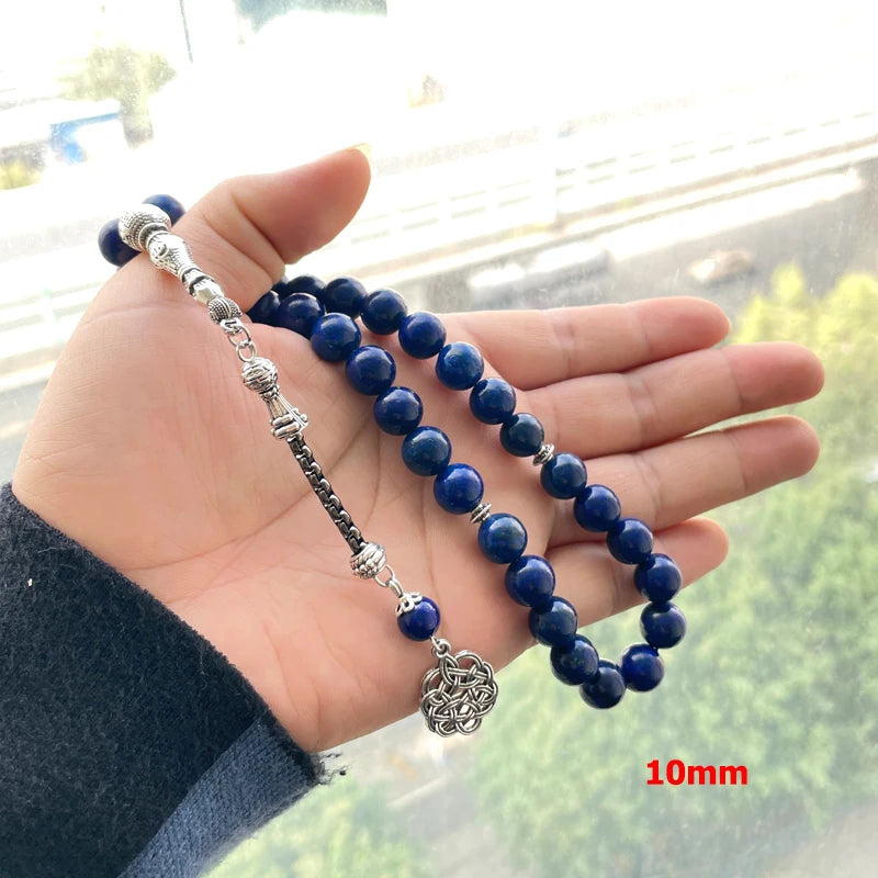 Tasbih men gemstone Lapis lazuli islamic Rosary Muslim Paryer beads arabic misbaha bracelets Eid gift ramadan accessories