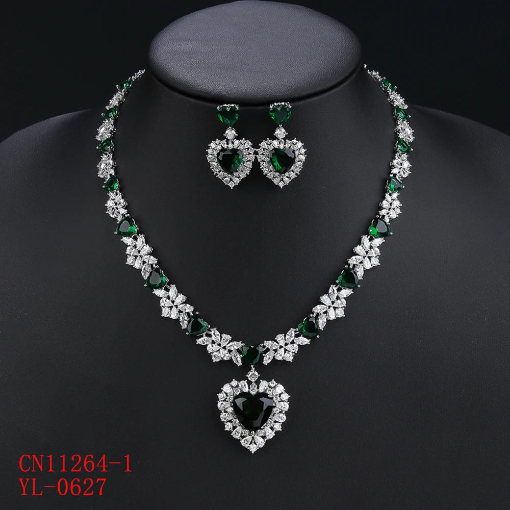 Zirconia Love Heart  Luxury  Jewelry Set