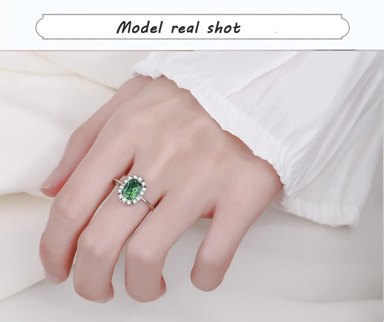 2022 NEW Classic Emerald Ring For Woman Real S925 Silver Diamond Crystal Flower Loyal Finger Wedding Party Gift Female Jewelry