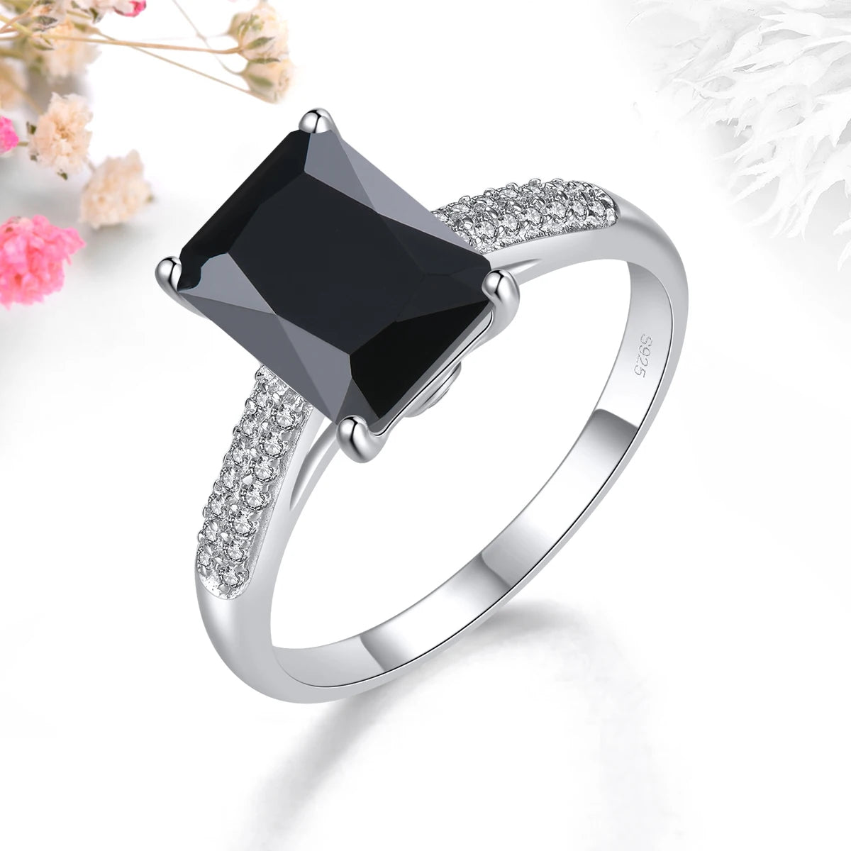 Natural Black Spinel Solid Sterling Silver Rings 2.7 Carats Gemstone Classic Fine Jewelry Design Unisex Style Lover's  Gifts