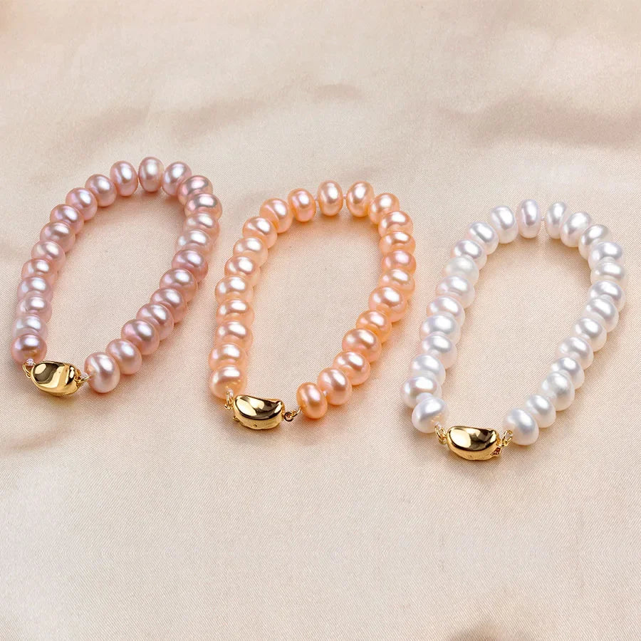 Freshwater Pearl Bracelets 925 Sterling Silver Gold