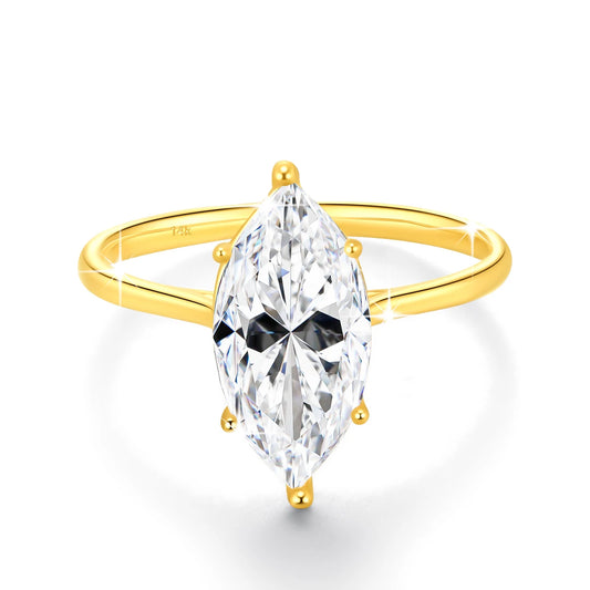 Cut Moissanite Ring 3ct 14k Gold 100% Real Stone Engagement K Gold  Jewelry