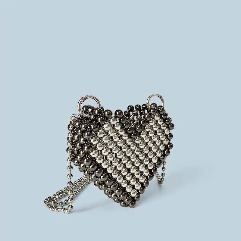 New beaded bag woven accessories small bag crossbody versatile sweet and cool style spicy girl bag mini love mouth red