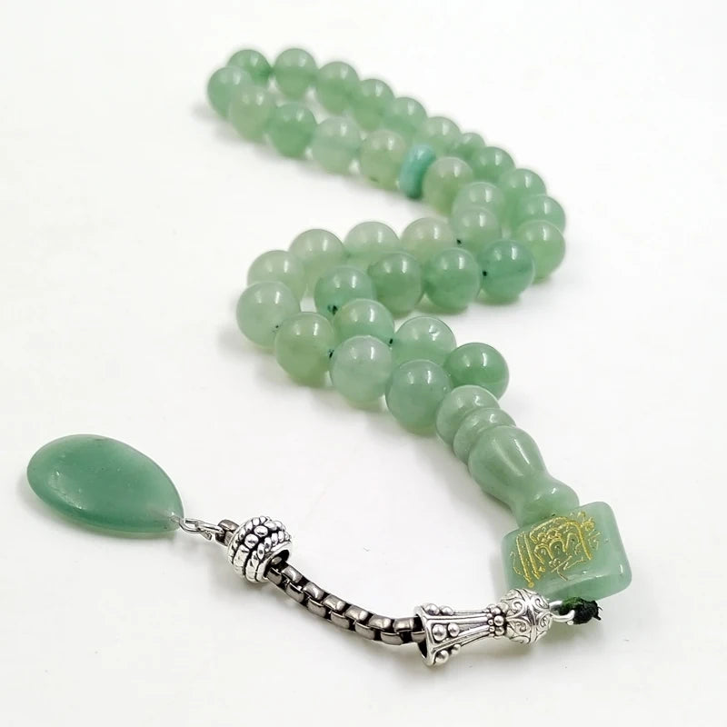 Inshanllah Tasbih Natural tasbih green Jade misbaha isalmic eid gift Muslim prayer beads arabic fashion accessory