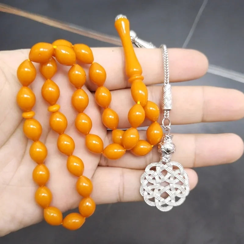 Tasbih Orange Resin Muslim handmade gift bracelet pray Beads accessories turkey fashion jewelry islamic rosary on hand