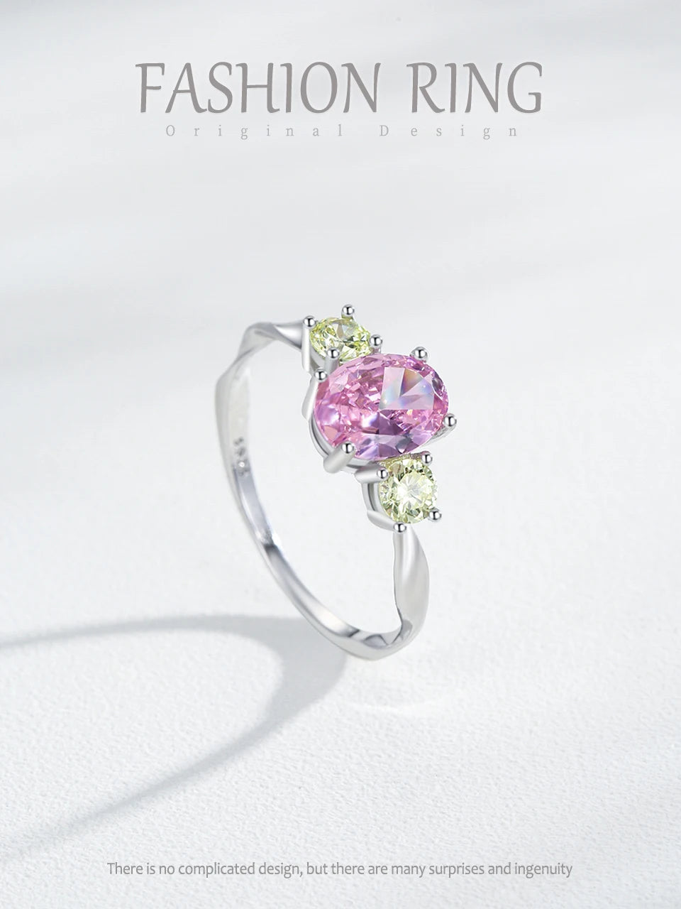 925 Sterling Silver Romantic Green&Pink Cubic Zirconia