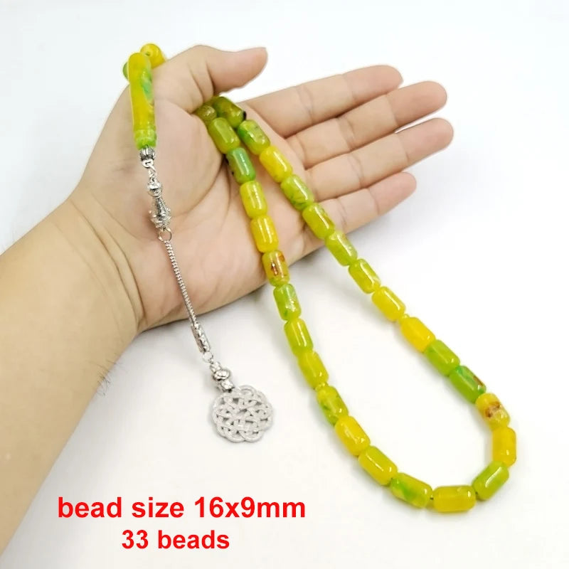 Tasbih Green resin Beads Muslim gift bracelet turkish style Islamic prayer beads arabic fashion misbaha