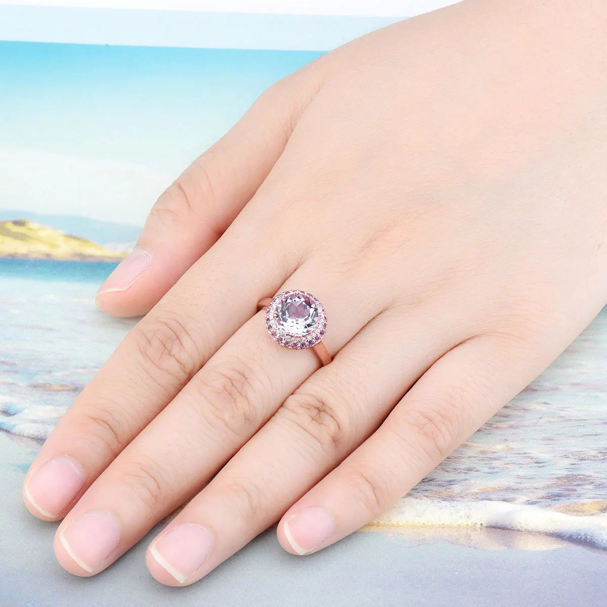 Natural Pink Amethyst Sterling Silver Rose Gold Plated