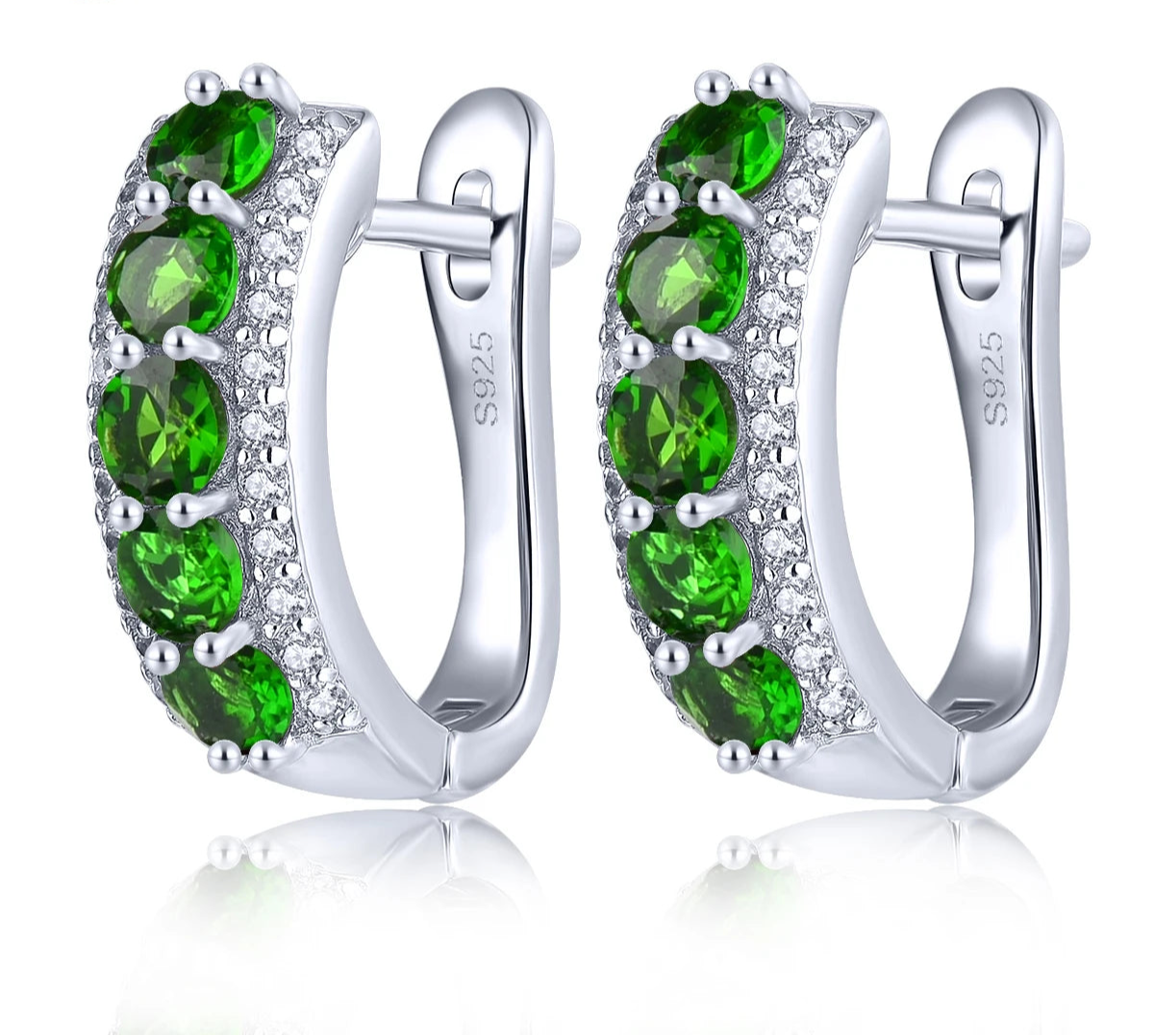 Natural Green Diopside Solid Sterling Silver