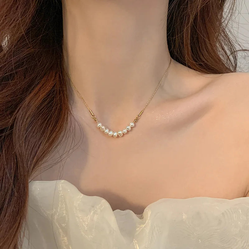 Natural Freshwater Pearl 14K Gold Filled Female Chains Necklace Wholesale Jewelry