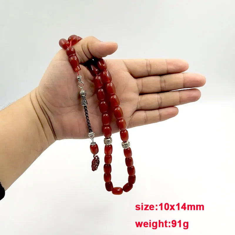 ALBASHAN Tasbih Natural 5A Red Agates with Red pendant Islam Muslim bracelet 33 45 66 51 99 100prayer beads stone Rosary