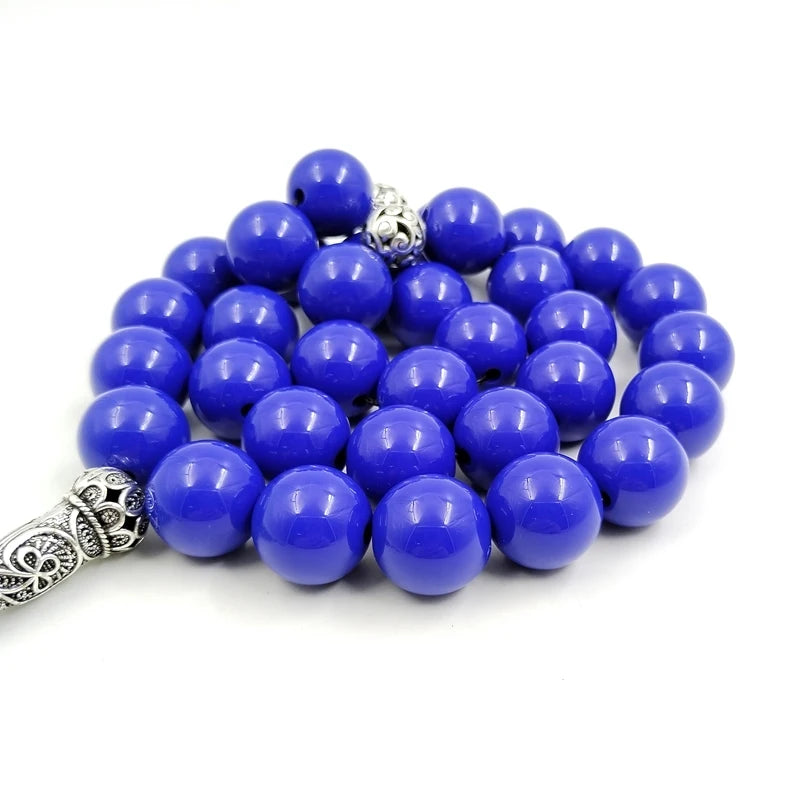 Big Size Tasbih Blue resin bracelet Muslim  prayer beads misbaha Eid gift ramadan arabic fashion