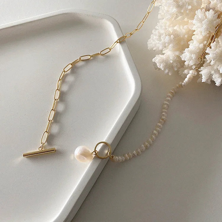 100% Natural Baroque Freshwater Pearl 14K Gold