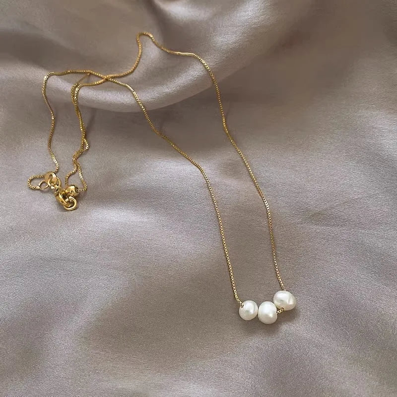 Trendy Natural Freshwater Pearl 14K Gold Filled Female Choker Necklace