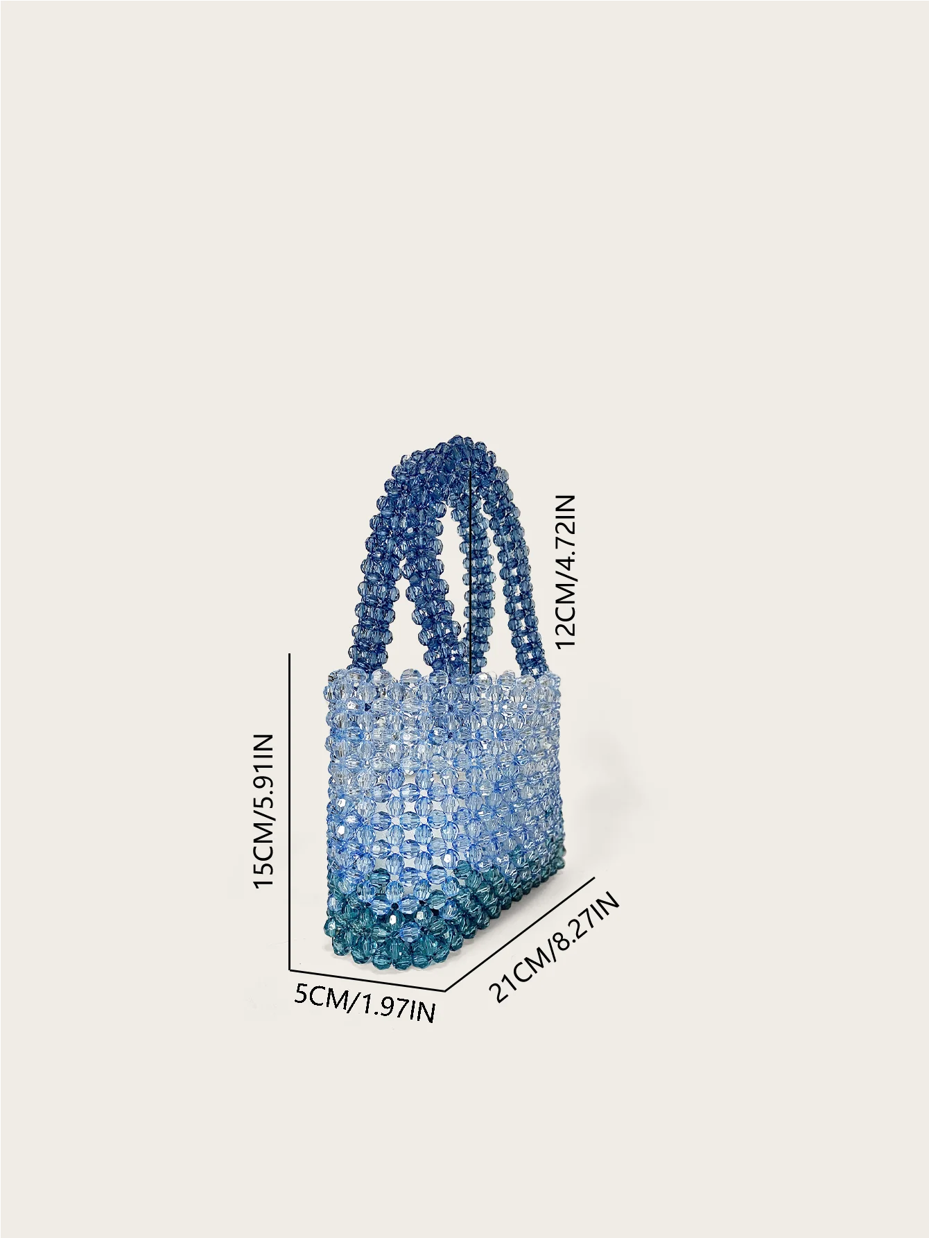 Transparent corner bead acrylic exquisite gradient blue hand woven fashionable versatile handbag universal