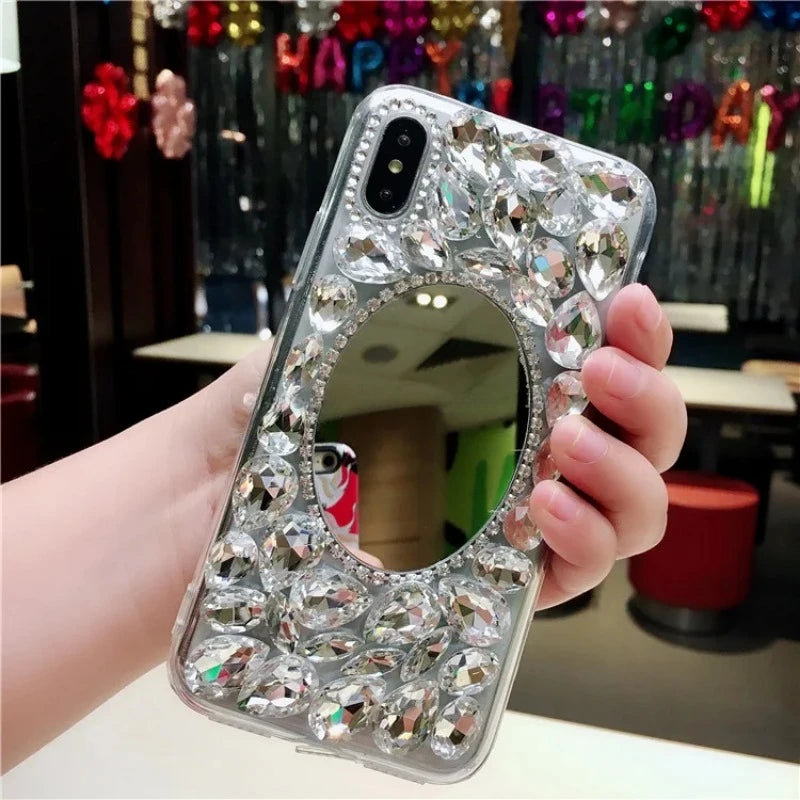 Crystal Phone Case for Huawei P50Pro, P40, Mate30, Honor 9X, 50, 60Pro, Luxury Rhinestone Bling, Diamond Mirror